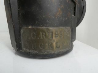 RARE ANTIQUE G.  C.  R KEROSENE RAILWAY LANTERN LAMP 19519 BUCKLEY RAILWAYANA H33 5