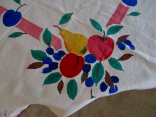 Vintage Tablecloth Colorful Fruits,  Blueberries,  Cherries,  Pears,  Apples 48 " Sq.