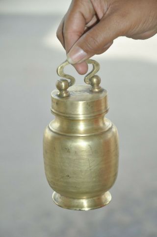 Old Brass Handcrafted Unique Shape Solid Heavy Holy Water Pot