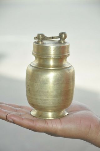 Old Brass Handcrafted Unique Shape Solid Heavy Holy Water Pot 2