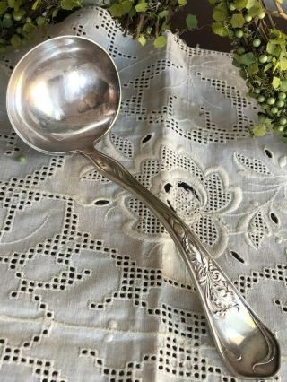 Art Nouveau Iris Ehh Smith National Silverplate Gravy Serving Spoon 7 " Ladle