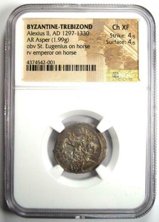 Byzantine Trebizond Alexius II AR Asper Coin 1297 - 1330 AD - NGC Choice XF (EF) 2