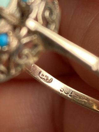 Antique Rare BI Bernard Instone 9ct Mark Turquoise Gold Ring - Uk Size N 2