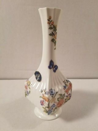 Vintage Aynsley Porcelain 7 " Vase.  Cottage Garden.  Flowers,  Butterfly