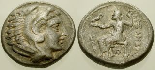 025.  Greek Silver Coin.  Alexander Iii,  Ar Tetradrachm.  Herakles / Zeus.  Avf