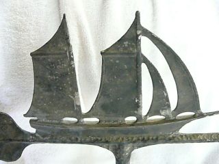 Vintage/Antique Copper Sailboat Weather Vane,  Patina,  23 1/2 