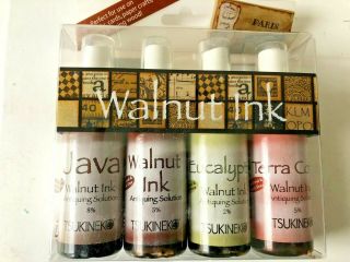 Tsukineko Walnut Ink Set,  4 Colors,  Antiquing Solutions,  Java,  Terra Cotta,  Ink