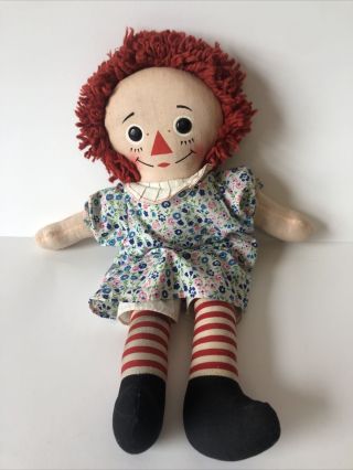 Vintage Knickerbocker Raggedy Ann 16 " Doll With " I Love You " Embroidered Heart
