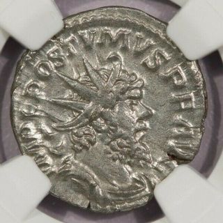 260 - 269 Ad Romano - Gallic Empire Bi Double - Denarius Postumus Ngc Ch Xf B - 6