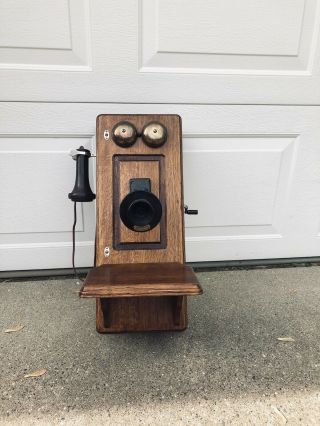 Antique Oak Western Electric Hand Crank Wall Phone 317 A Telephone