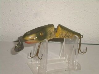 Vintage Creek Chub Baby Jointed Pikie Wood Lure - Glass Eyes - Silver Flash Color