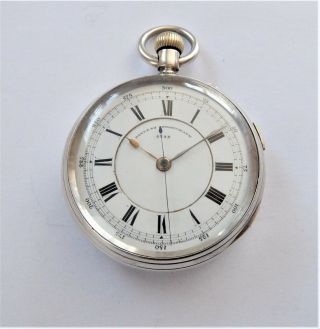 1884 Silver Cased Big Chunky Chronograph Center Second Pocket Watch