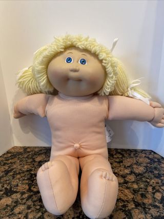 Vintage Cabbage Patch Kid Girl With Yellow Hair And Blue Eyes