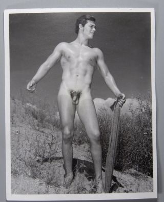 Unique Male Nude Outdoors Vintage Western Photography Guild 4x5 Print Physique
