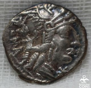Circa 117 - 116bc Ancient Rome (italy) Denarius Silver Coin,  Helmeted Rome/chariot