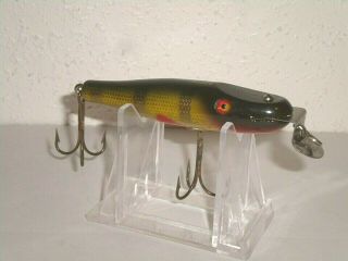 Vintage Creek Chub Baby Pikie - Glass Eyed Fishing Lure - Perch Scale Color