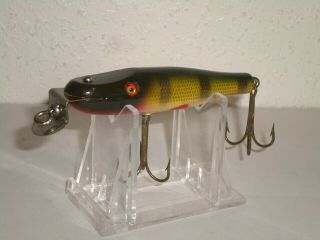 Vintage Creek Chub Baby Pikie - Glass Eyed Fishing Lure - Perch Scale Color 2