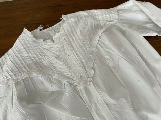 Antique Prairie Nightgown Ankle Length White Button Top Theater (26)
