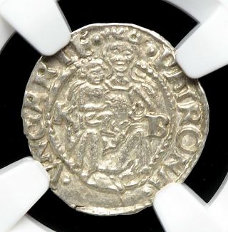 Hungary.  Ferdinand I Silver Denar,  1548 - Kb,  Ngc Ms63