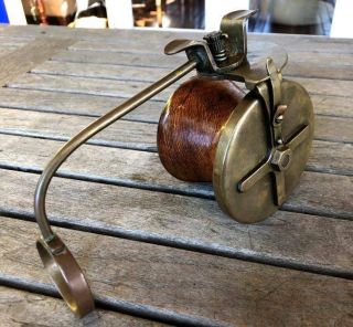 Vintage Brass/silky Oak Side Cast Fishing Reel
