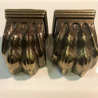 Cast Antiqued Brass Lion Claw Feet Four - Toe 1 1/2”l X 7/8”w Heavy Detailed