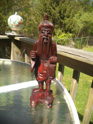 Vintage Antique Oriental Hand Carved Wood Incense Holder Figurine Statue Asia