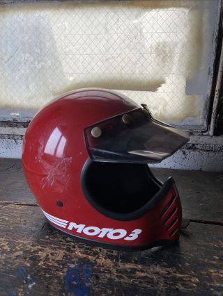 Vintage Bell Moto Star 3 Helmet 1980’s Motorcycle Racing Bmx Red Size 6 3/4