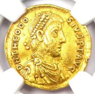 Roman Theodosius I Av Solidus Gold Coin 379 - 395 Ad - Ngc Choice Xf (ef)