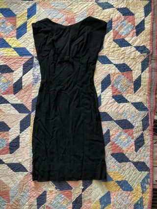 Vintage 40’s 50’s Black Bow Dress Party Cocktail Formal Funeral Small Rockabilly 3