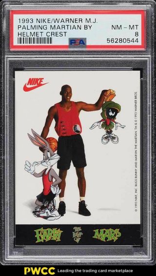 1993 Nike Warner Stickers Michael Jordan & Bugs Bunny 4 Psa 8 Nm - Mt