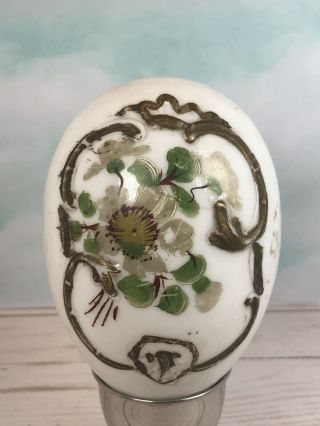 Antique Victorian Milk Glass Easter Egg Hand Blown Painted