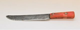 Antique Carbon Steel Red Handle Butcher Knife 44t