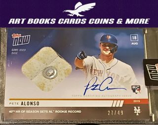 Pete Alonso 2019 Topps Now Auto Rc Base Relic 27/49 Never Opened Investment Card