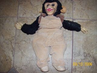 Vintage Rushton Zippy Zip Chimp Monkey Howdy Doody Rubber Face 15” Plush Stuffed
