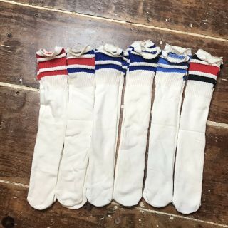 Vintage 80s Striped Tube Socks 80s Mens 9 - 11 | 6 Pairs