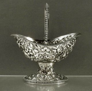 Lincoln & Foss Silver Basket C1850 Hand Decorated