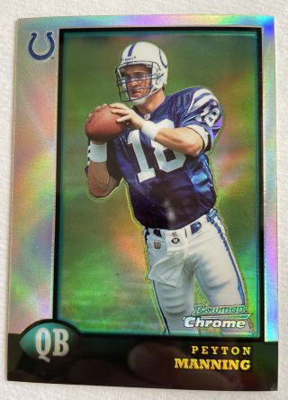 1998 Bowman Chrome Peyton Manning Refractor Rookie Card Bcp1 Colts