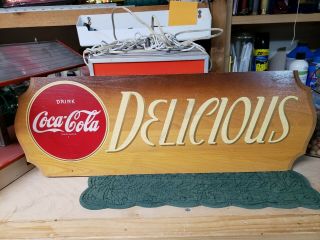 Vintage Rare Kay Coca Cola Delicious Wood Sign Coke Soda Fountain Antique Old