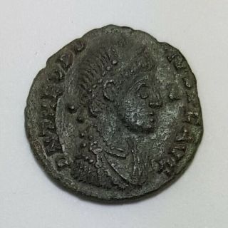 Ancient Roman Empire Coin Theodosius I 379 - 395ad Victory Dragging Captive Ae4