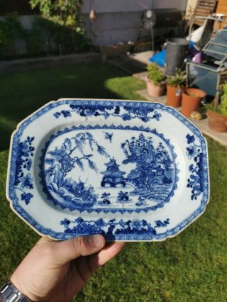 Chinese antique Blue and White platter Plate hand painted 2