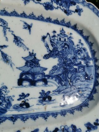 Chinese antique Blue and White platter Plate hand painted 5