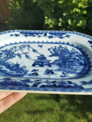 Chinese antique Blue and White platter Plate hand painted 6