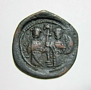 Byzantine.  Bronze Follis.  Constantine X And Eudocia,  1059 - 1067 Ad.  Christ.
