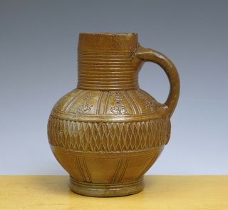 Antique German Raeren Stoneware Jug ‘’kerbsnitt’’ Late 16th C.