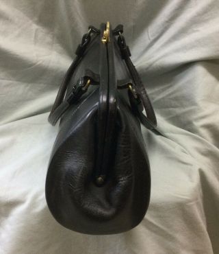 Vintage 1960’s Black Leather Oblong 2 - Handle Satchel Purse Handbag,  JUSTIN 2