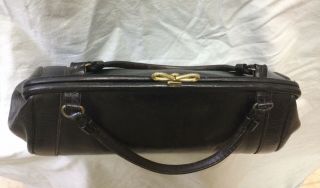 Vintage 1960’s Black Leather Oblong 2 - Handle Satchel Purse Handbag,  JUSTIN 3