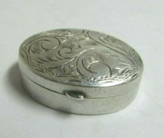 Antique Vintage Sterling Silver Small Trinket Pill Snuff Oval Box