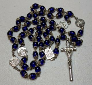 Antique Rosary Blue Glass Bead Basilica S Paulo Maria Giovanni Pietro Pope