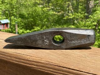 Vintage Warren Blacksmith 1 1/2” Cut Off Hammer Head Antique Forging Tool 3lbs