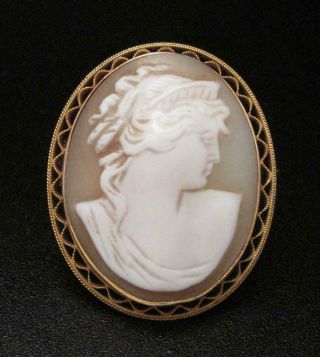 Antique Victorian 15 Carat Gold Carved Cameo Shell Brooch / Pendant 15ct 15k